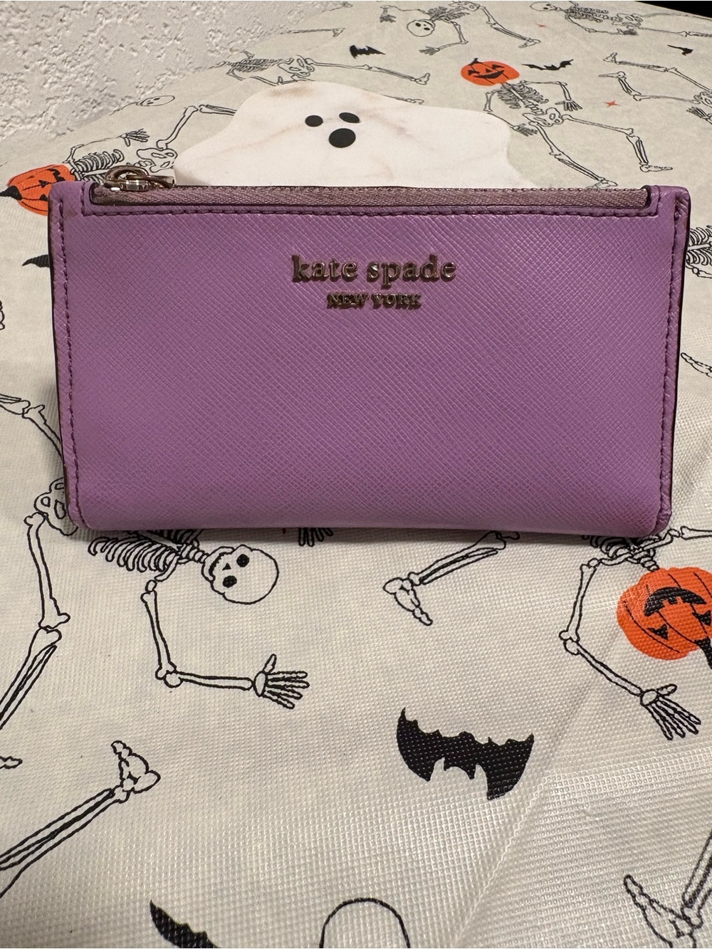 kate spade Lilac Saffiano Zip Wallet